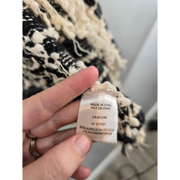 Le Fee Verte Cardigan Women's S Black White Popcorn Sweater Anthropologie Fringe - Picture 4 of 11